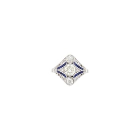White Gold, Sapphire and Diamond Ring