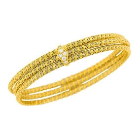 Two-Color Gold and Diamond Bangle Bracelet