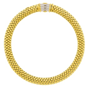 Fope Gold Necklace with Interchangeable Two-Color Gold and Diamond Enhancer