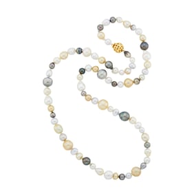 Verdura Long Multicolored Cultured Pearl Necklace