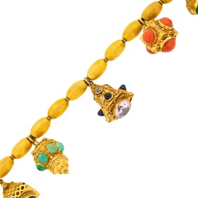 Gold, Hardstone, Enamel and Gem-Set Charm Bracelet