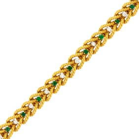 Hammerman Brothers Gold, Diamond and Emerald Bracelet