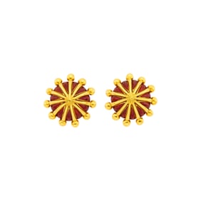 Tiffany & Co., Schlumberger Pair of Gold and Red Enamel 'Umbrella' Earclips