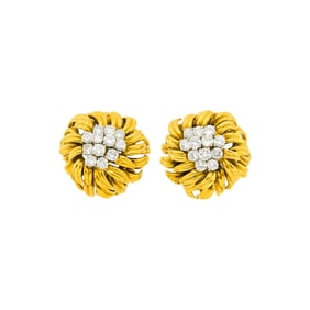 Spritzer & Fuhrmann Pair of Gold and Diamond Earclips, France