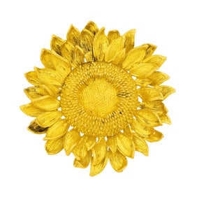 Asprey Oversized Gold Sunflower Brooch