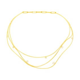 Tiffany & Co., Elsa Peretti Gold and Diamond 'Wave' Necklace