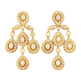 Pair of Gold and Diamond Girandole Pendant-Earrings