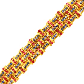 Gold, Sapphire and Ruby Bracelet