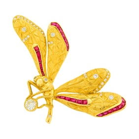 Sophia D. Gold, Diamond and Ruby Dragonfly Brooch