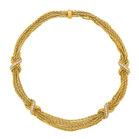 Seven Strand Gold and Diamond Necklace