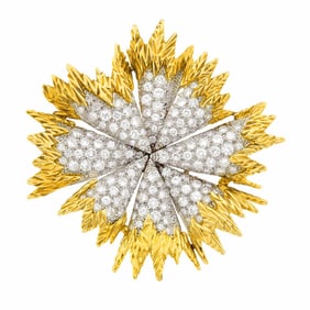 Two-Color Gold and Diamond Clip-Brooch