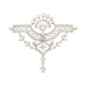 Belle Epoque Platinum, Gold and Diamond Pendant-Brooch
