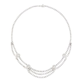 White Gold and Diamond Swag Necklace
