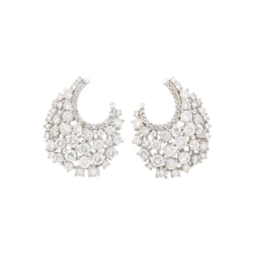 Pair of White Gold and Diamond Earrings