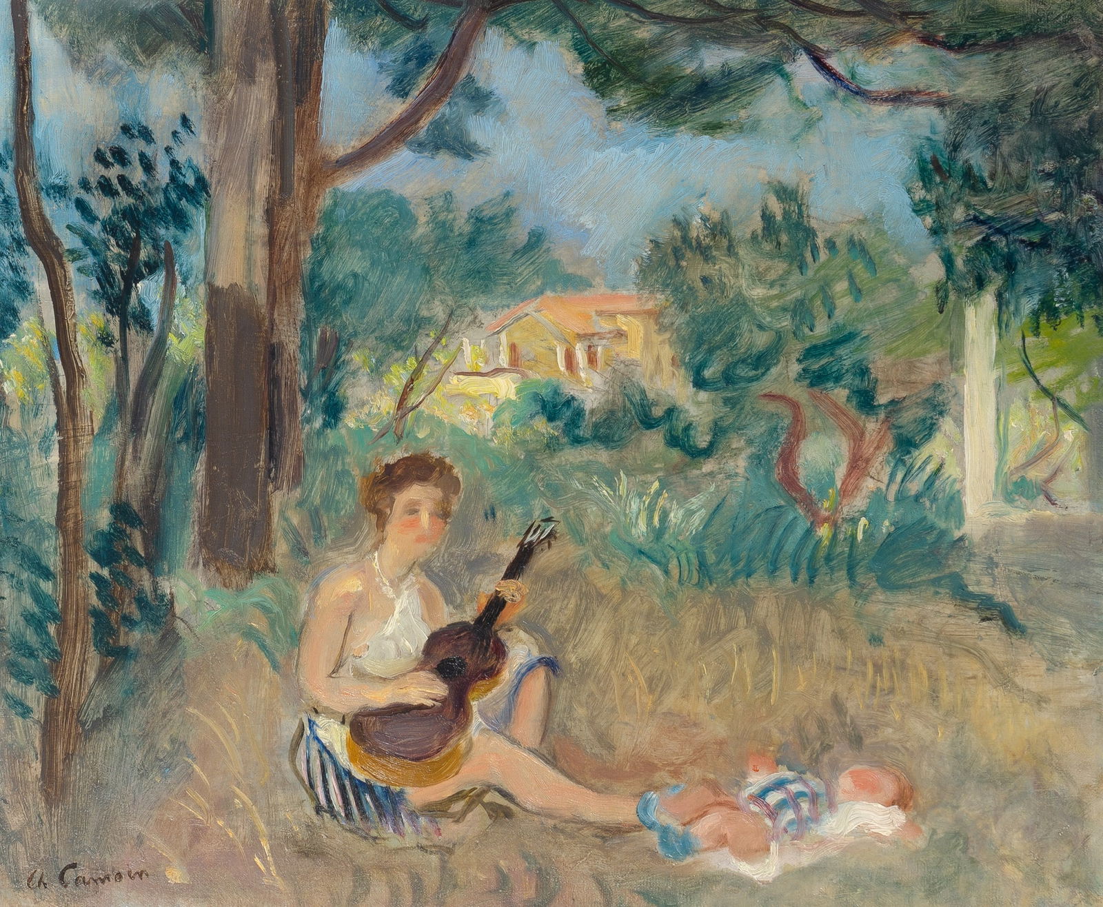 Charles Camoin: French, 1879-1965Germaine à la Guitare dans le Jardin de la Villa Rose a St. Tropez, 1943Signed Ch Camoin (ll)Oil on canvas15 1/8 x 18 1/8 inches (38.4 x 46 cm)This work is regist