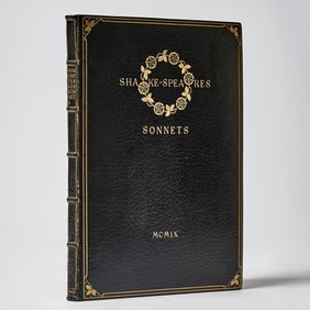 One of 15 copies on vellum of the Doves Press Sonnets of Shakespeare, in a Doves binding