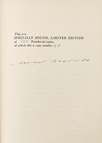 One of 100 specially bound and signed copies of Samuel Beckett's first novel