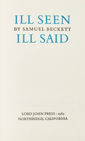 A pristine presentation copy of Beckett's novella Ill Seen Ill Said