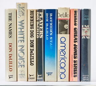 Eight first edition Don Delillo novels, two signed