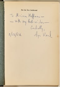 Ayn Rand's For the New Intellectual, inscribed by Rand