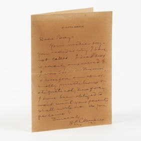 Samuel Clemens autograph note signed