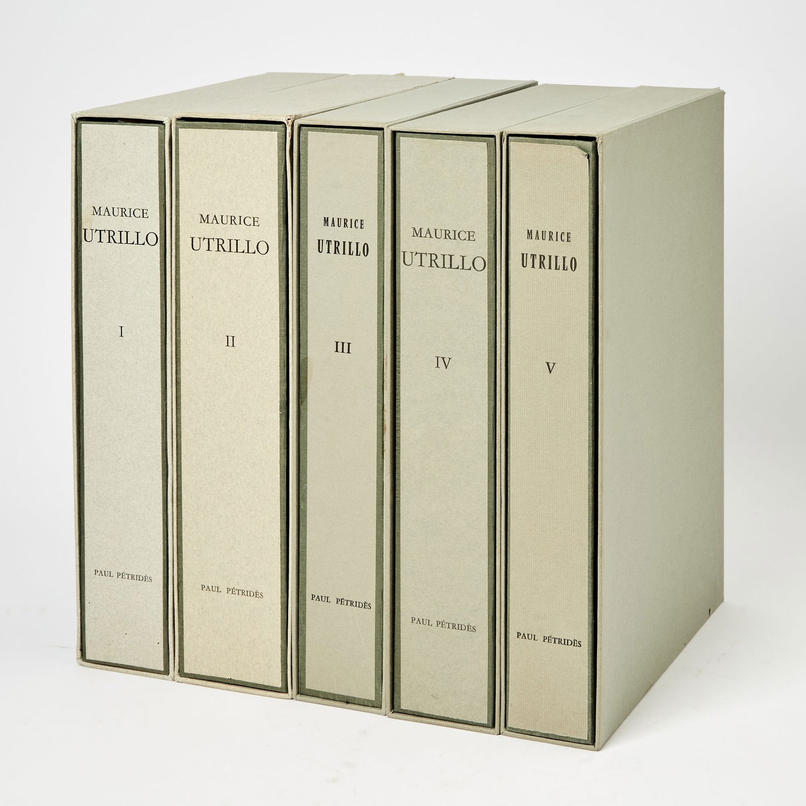 L'Oeuvre Complet of Utrillo: [CATALOGUES RAISONNEE-UTRILLO] PÉTRIDÈS, PAUL. L'Oeuvre Complet De Maurice Utrillo. Paris: Paul Pétridès, Éditeur, 1959-1974. One of 1,000 sets. Five volumes, publisher's wrap