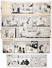 Group of original art for three cartoon strips