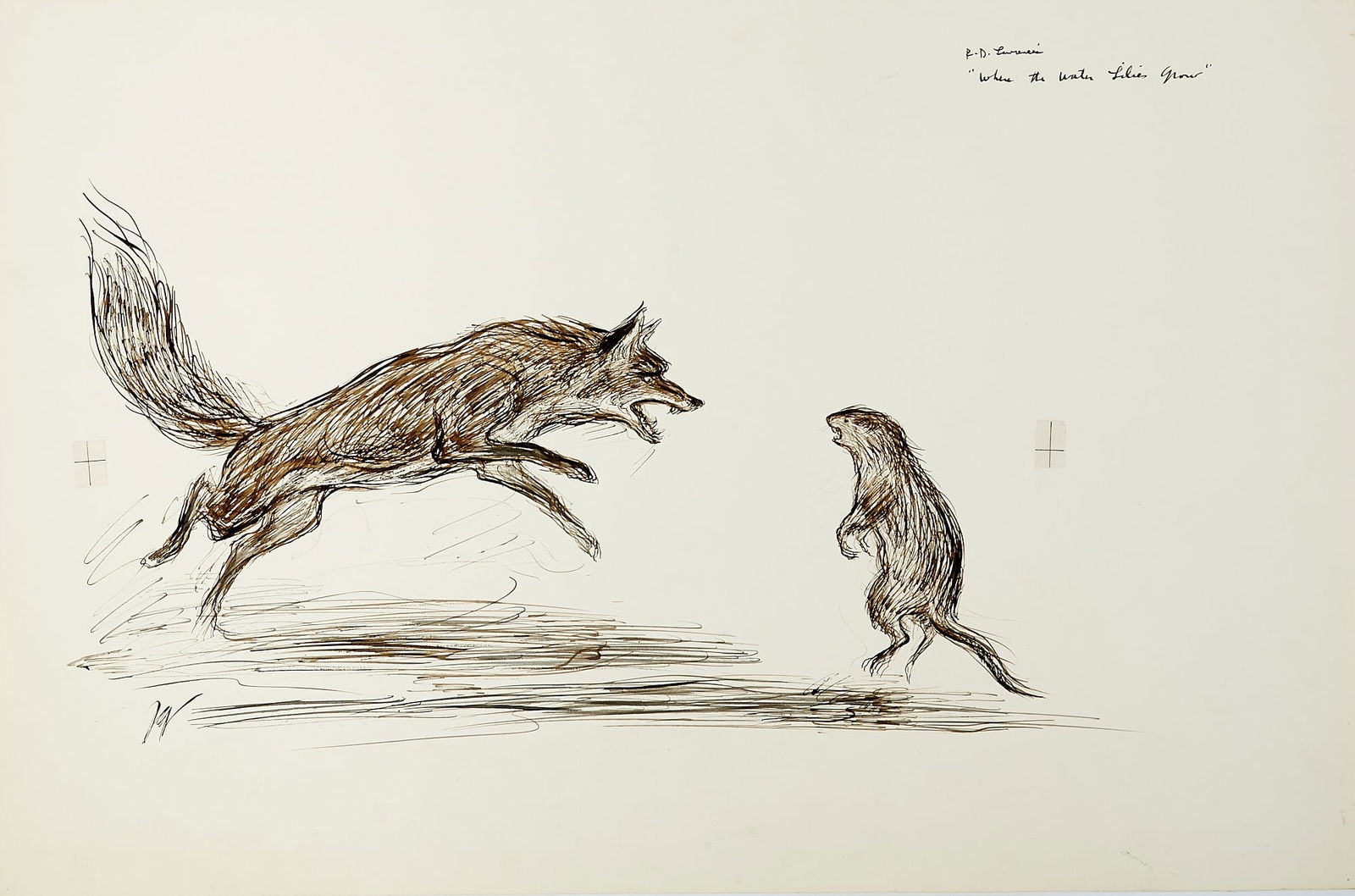 A selection of original John Groth illustrations: GROTH, JOHN Nine original illustrations. Illustrations for various works including Ernest Thomson Seton Lives of Game Animals; two works by Mark Twain; Rudyard Kipling Riki Tiki Tavi