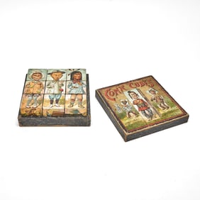 A rare complete set of the McLoughlin Brothers game Comic Cubes