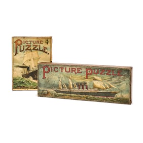 Two McLoughlin Bros. picture puzzles, both featuring maritime scenes