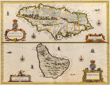 A colorful 17th century map of the Caribbean by John Speed