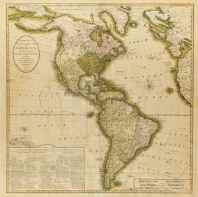 A large map of the Western Hemisphere circa 1800