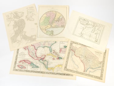 A group of nineteenth-century atlas maps of the Americas, mostly of the US