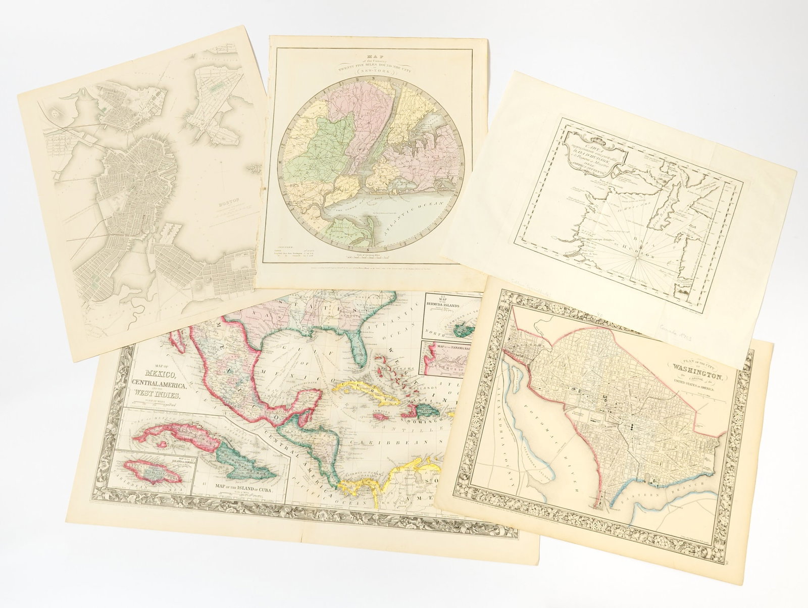 A group of nineteenth-century atlas maps of the Americas, mostly of the US: [MAPS-AMERICAS] Thirteen nineteenth-century maps. Various dates and publishers, some extracted from Johnson, Mitchell and similar atlases. Sizes vary, some folding. Includes hand-colored lithographs a