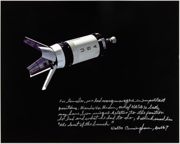 Apollo 7 astronaut Walt Cunningham inscribed large-format photograph