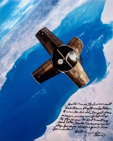 Apollo 7 astronaut Walt Cunningham inscribed large-format photograph