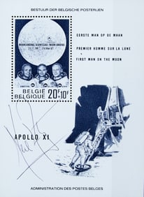 Apollo 11 astronaut Neil Armstrong signed stamp block