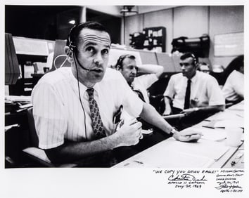 Apollo 11 Mission Control photograph inscribed by Charlie Duke and Fred Haise