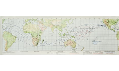 Apollo 11 Earth Orbit Chart (AEO) signed by Charlie Duke