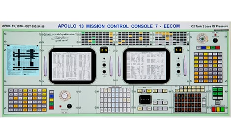 Apollo 13 Mission Control print signed by astronaut Fred Haise