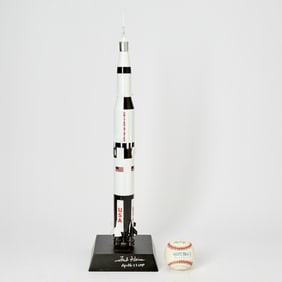 Apollo 13 "Saturn V" model signed by Fred Haise and a baseball signed by Edgar Mitchell