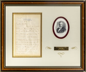 An autograph letter signed by Rutherford B. Hayes as President.