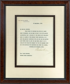 Woodrow Wilson signed letter as President