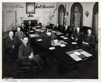 A signed photograph of President Harry Truman and his Cabinet