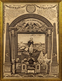 A rare early 19th century memorial to Washington printed on cotton