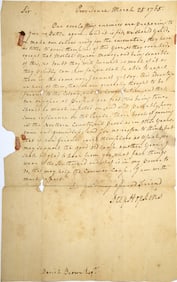A 1765 letter from signer Stephen Hopkins discussing an "impending battle"