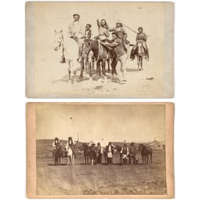 Two cabinet cards of Indian scouts at Fort Custer