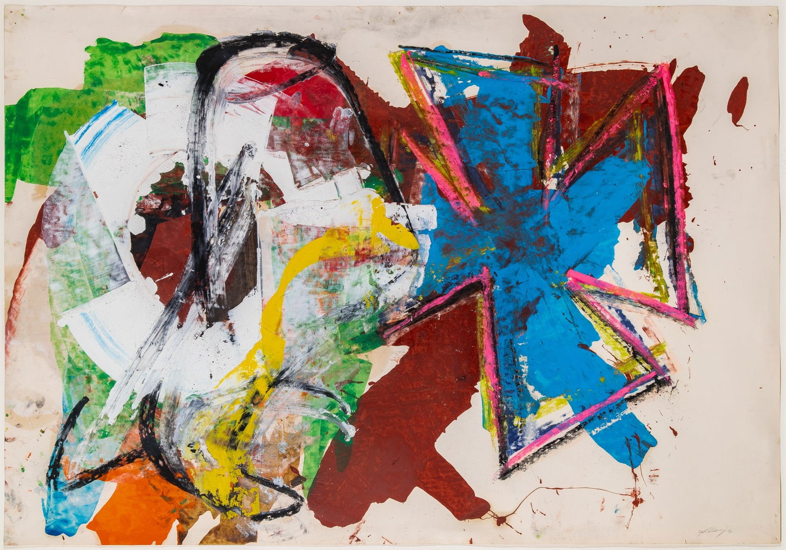 Michael Goldberg: American, 1924-2007Untitled, 1990Signed Goldberg 90 (lr)Oil and chalk on paper27 1/2 x 39 1/4 inches (69.9 x 99.7cm) (Framed 36 3/4 x 48 1/2 inches) Overall in great c