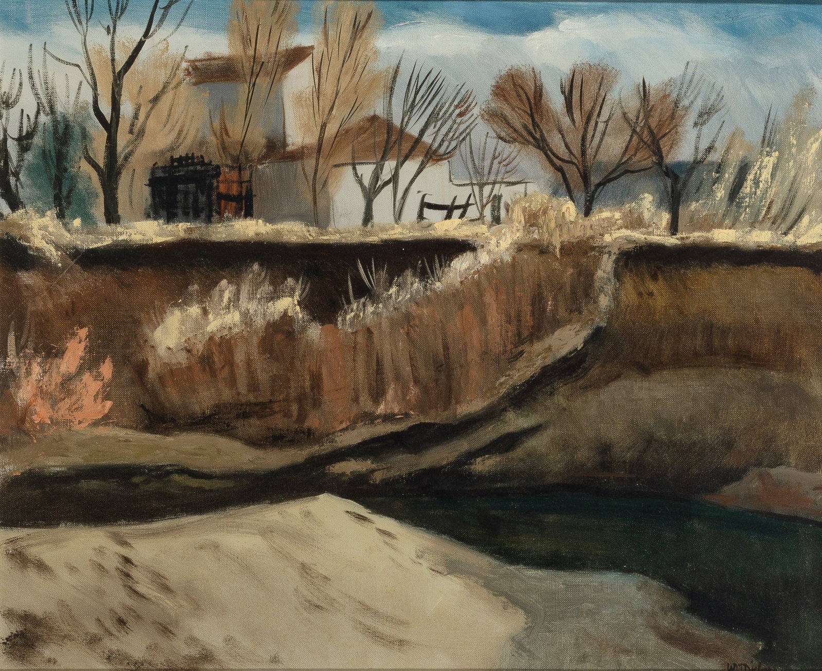 William Judson Dickerson: American, 1904-1972 A Farm in a Late Autumn Landscape Signed Wm Dickerson (lr) Oil on canvas 20 x 24 inches (50.8 x 61 cm) (Framed 27 1/2 x 31 1/2 inches)