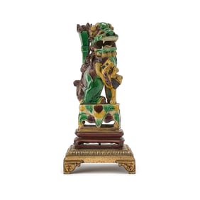 Chinese Sancai Glazed Porcelain Fu Lion Qing Dynasty